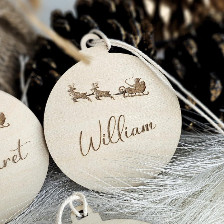 Personalised Christmas Bauble - Teacher Pupil Student Coworker Customer Gift - Engraved Wooden Keepsake for Secret Santa, Festive Ornament