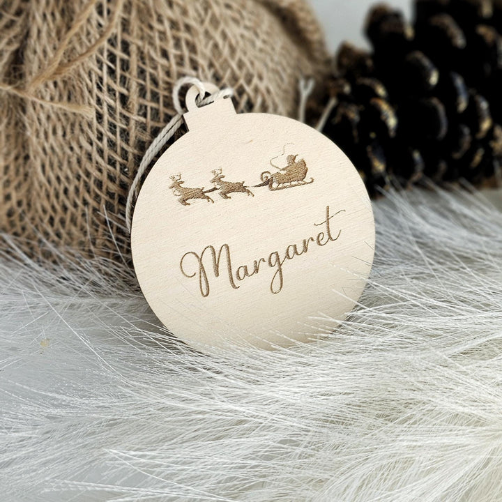 Personalised Christmas Bauble - Teacher Pupil Student Coworker Customer Gift - Engraved Wooden Keepsake for Secret Santa, Festive Ornament