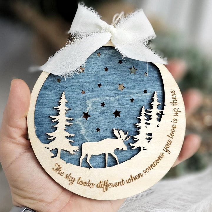 The Sky Looks Different Memorial Keepsake, Sympathy Gift, Loss Of Father Mom, In Loving Memory Bereavement Present, Christmas Ornament