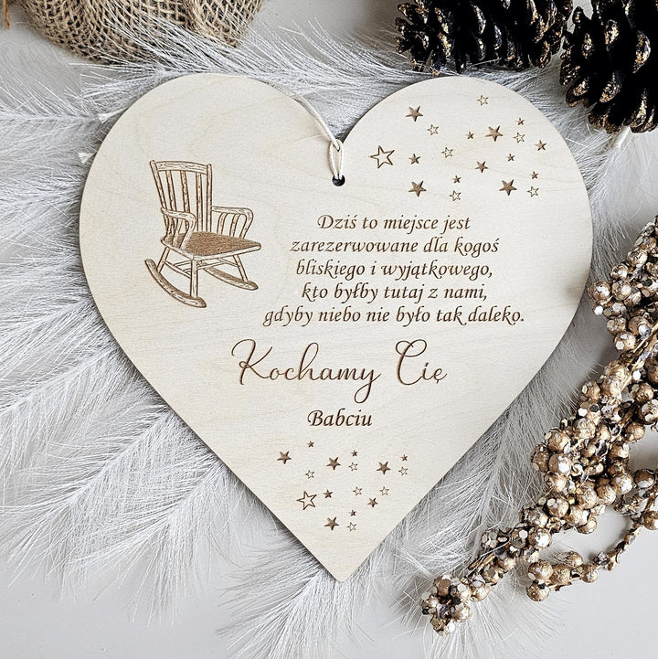 Christmas Chair Reserved Plaque, Personalised In Loving Memory Name Seat Sign, If Heaven Weren't So Far Away, Remembrance Wooden Keepsake