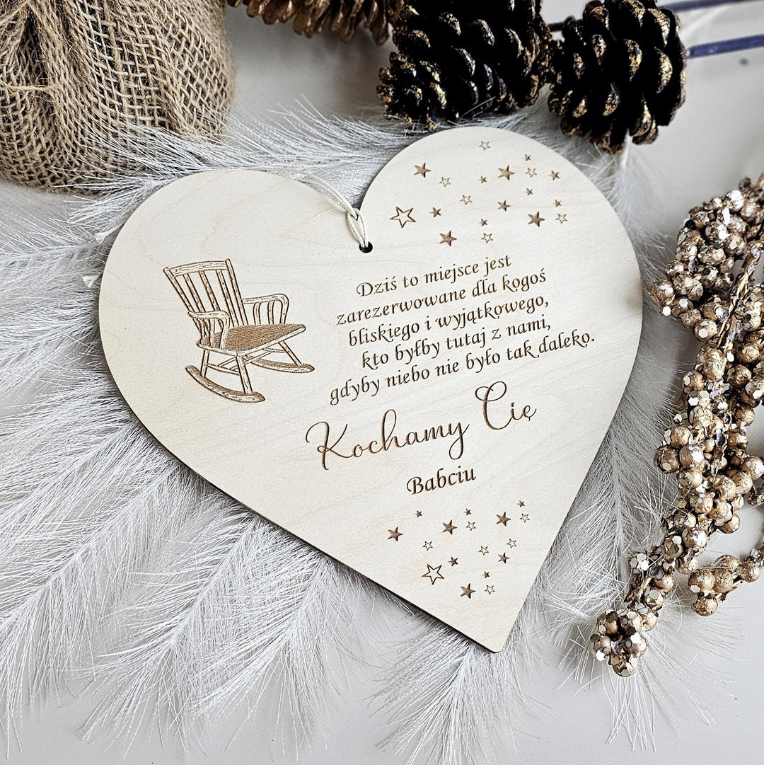 Christmas Chair Reserved Plaque, Personalised In Loving Memory Name Seat Sign, If Heaven Weren't So Far Away, Remembrance Wooden Keepsake