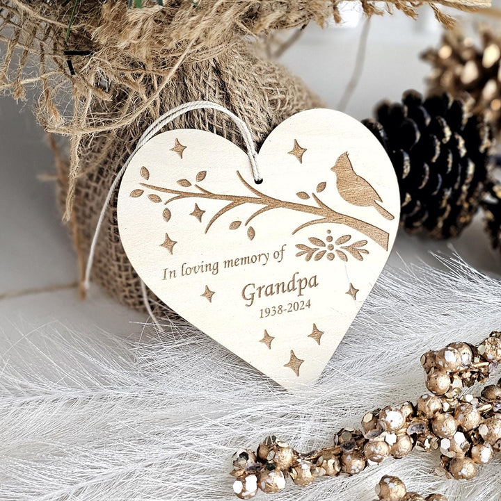 Memorial Christmas Bauble, Personalised Remembrance Wooden Keepsake, Xmas Decor, Cardinal Ornament, In Loving Memory Condolence Bereavement