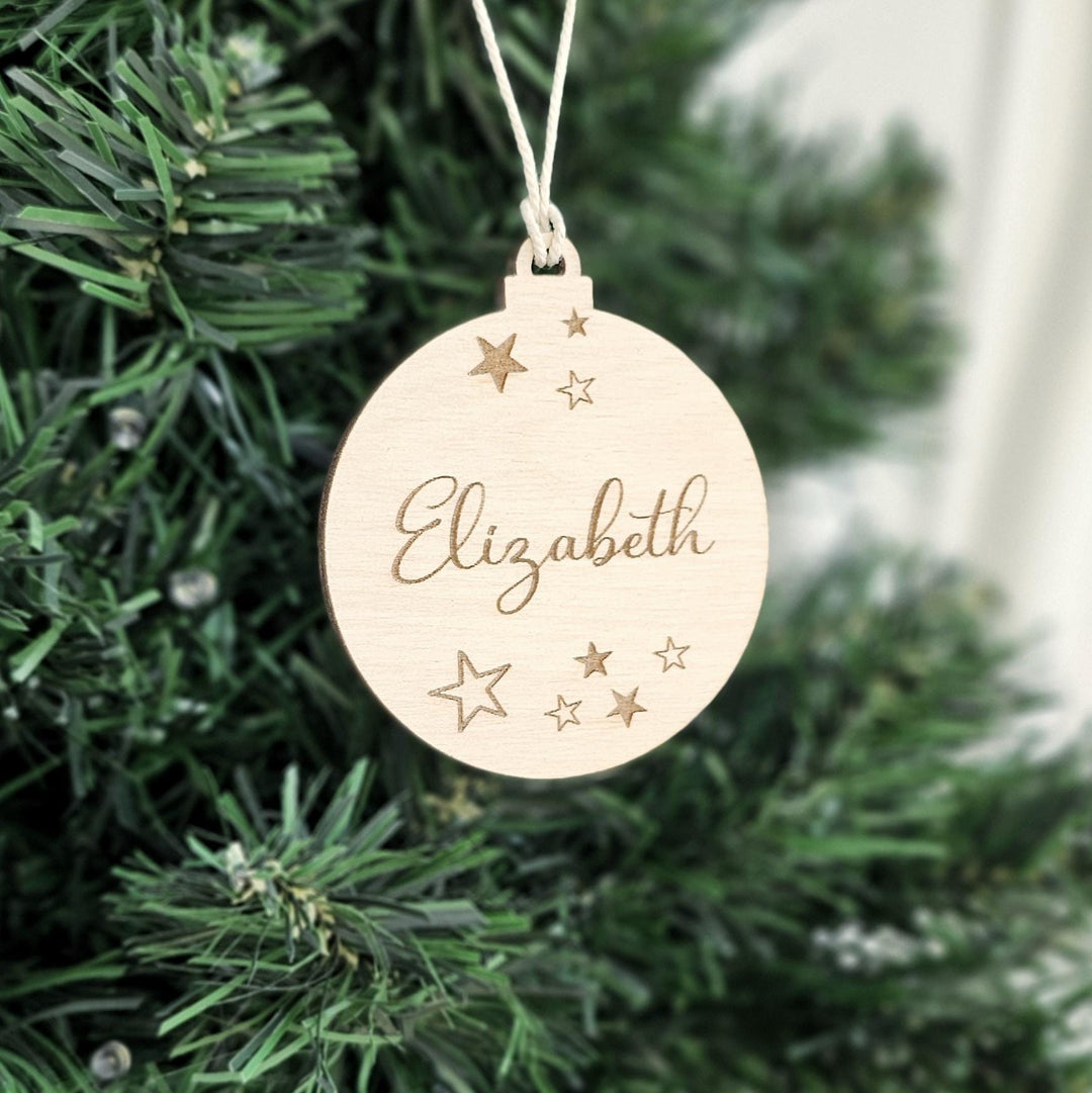 Personalised Christmas Bauble - Teacher Pupil Student Coworker Customer Gift - Engraved Wooden Keepsake for Secret Santa, Festive Ornament