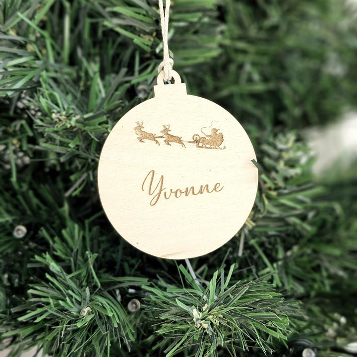 Personalised Christmas Bauble - Teacher Pupil Student Coworker Customer Gift - Engraved Wooden Keepsake for Secret Santa, Festive Ornament