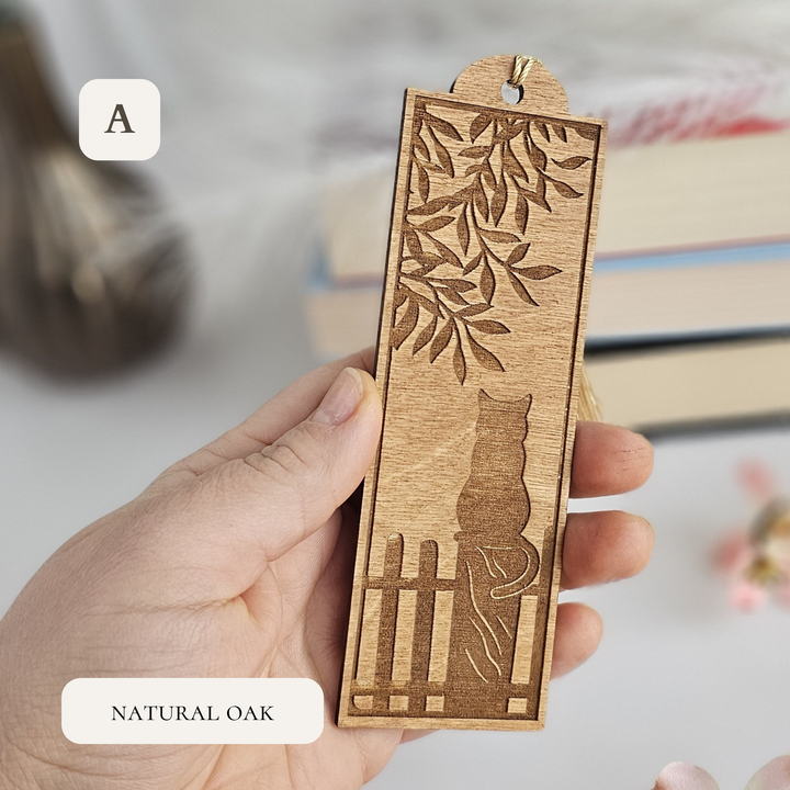 Personalised Wooden Cat Bookmark – Unique Handmade Gift for Readers