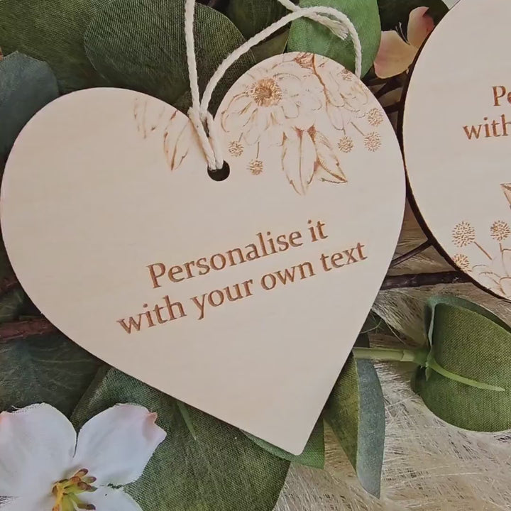 Personalised Wooden Gift Tag with Flowers