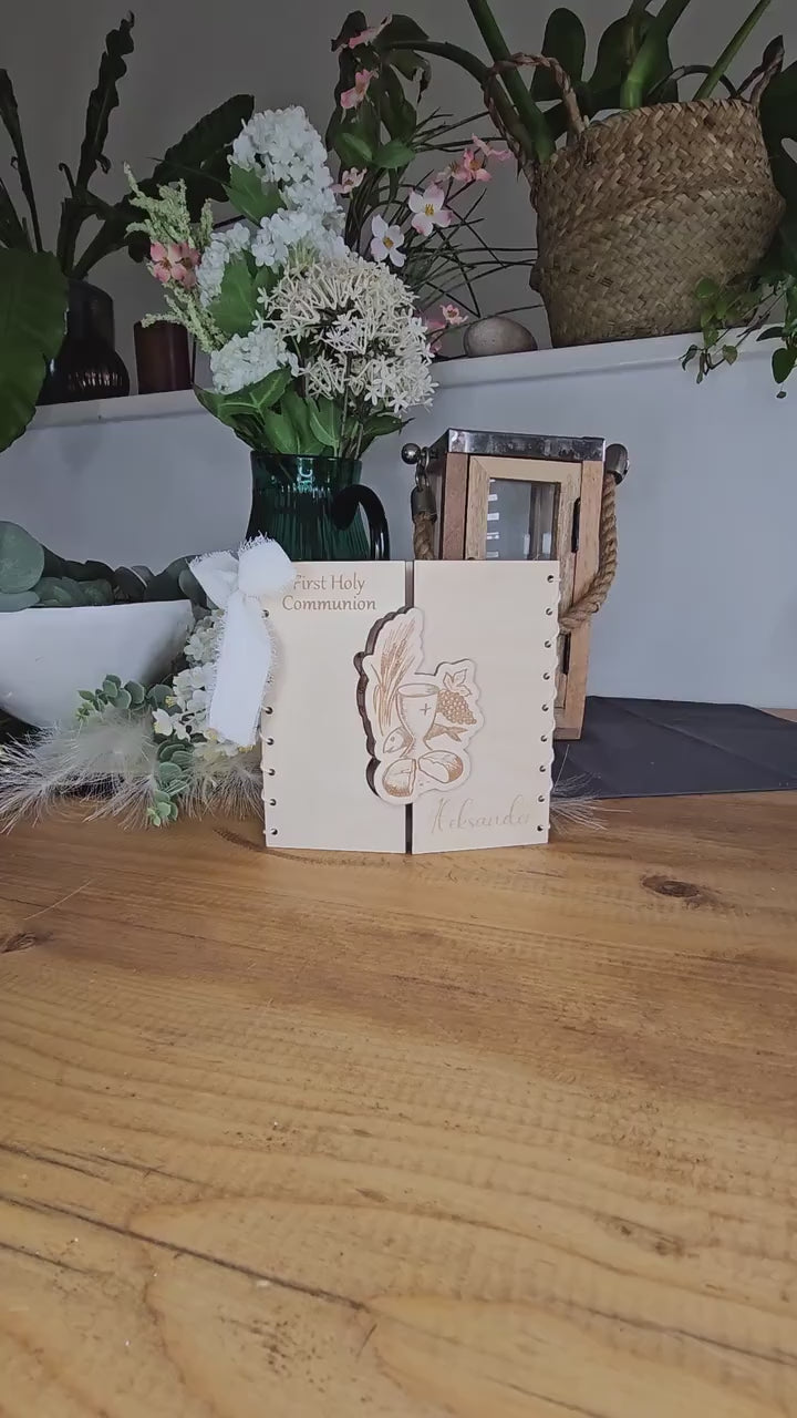 Personalised Wooden First Holy Communion Card Keepsake Gift, Chalice