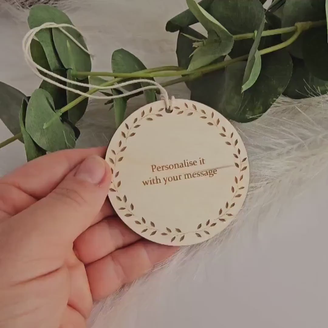 Personalised Rustic Wooden Gift Tag - Hanging Wine Tag for Birthdays Anniversaries Weddings