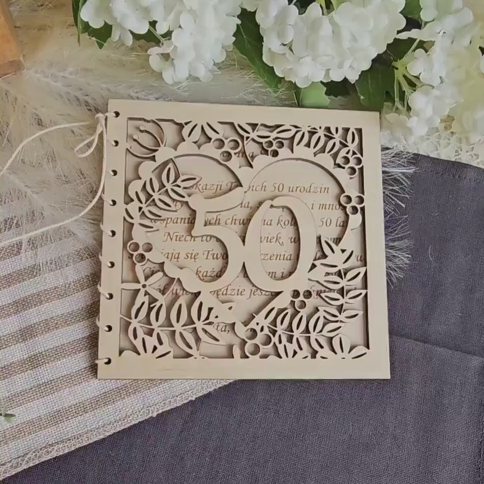 Personalised Wooden Anniversary Card - Heart of Flowers Keepsake Gift