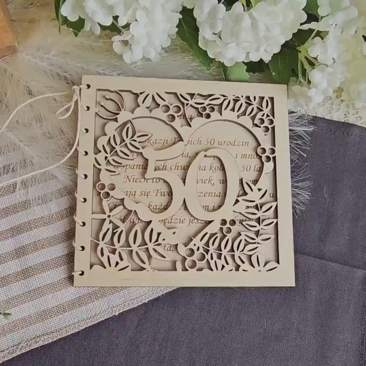 Personalised Wooden Anniversary Card - Heart of Flowers Keepsake Gift