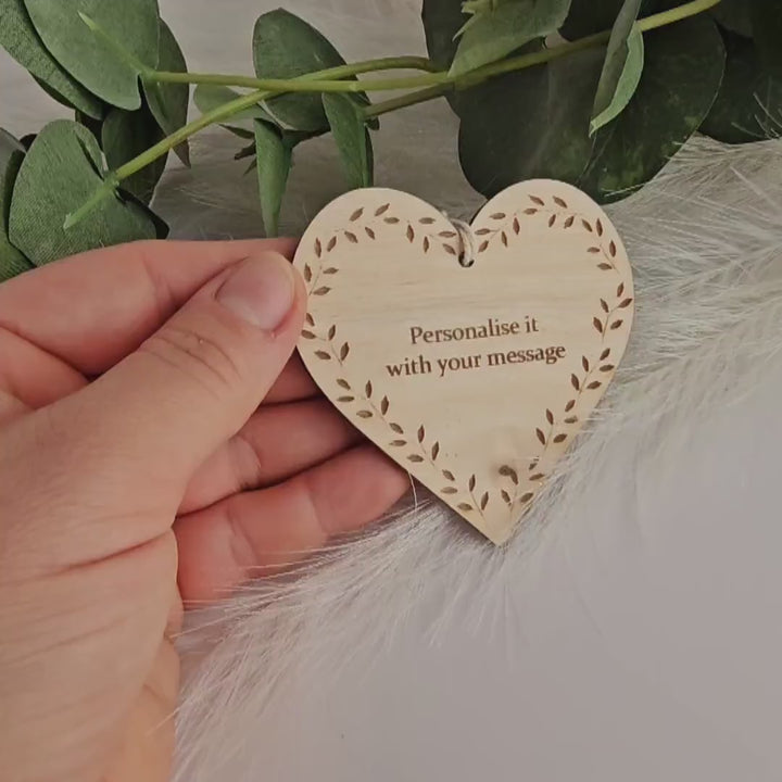 Personalized Rustic Wooden Heart Gift Tag - Laser Cut Keepsake Plaque