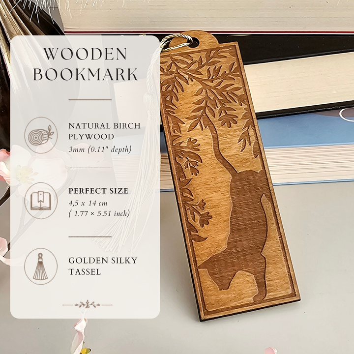 Cat Wooden Bookmark – Engraved Gift for Book Lovers