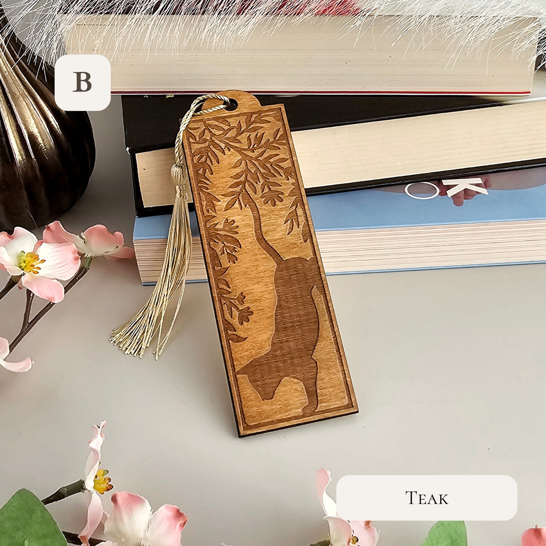 Personalised Wooden Cat Bookmark – Unique Handmade Gift for Readers